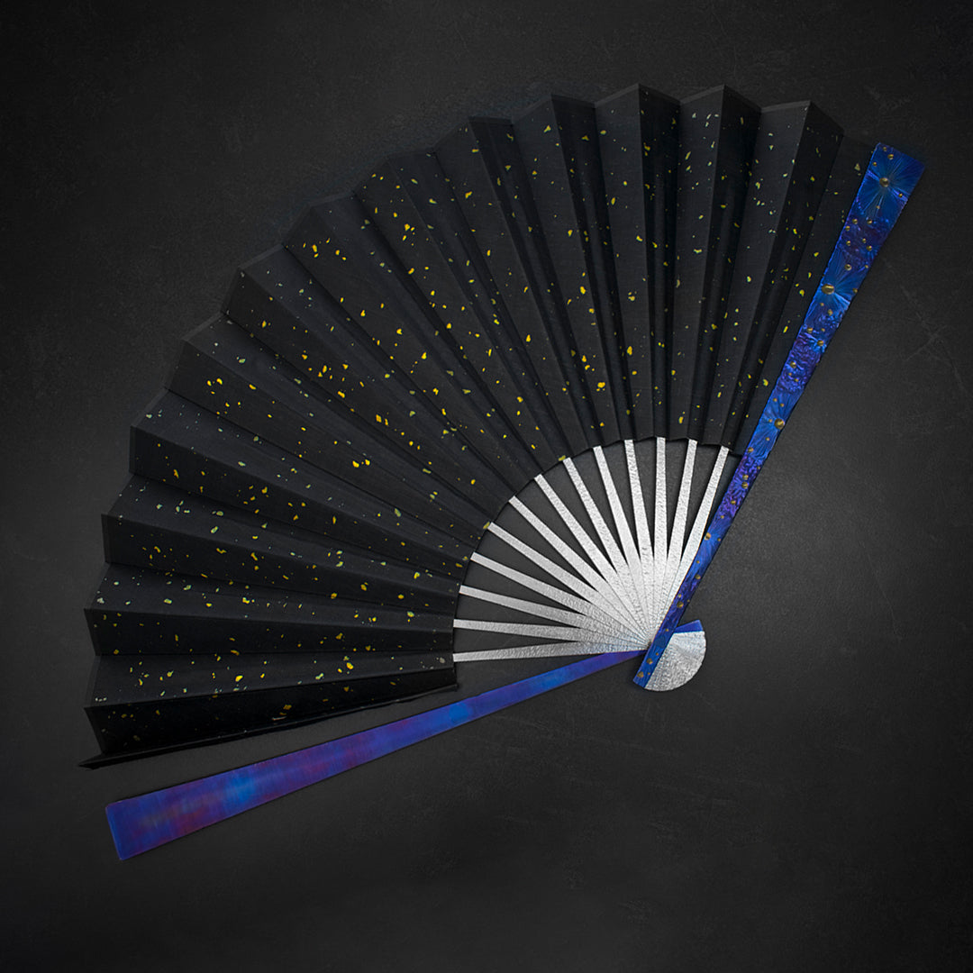 BuRan: the Titanium Hand carved Folding Fan- Starry
